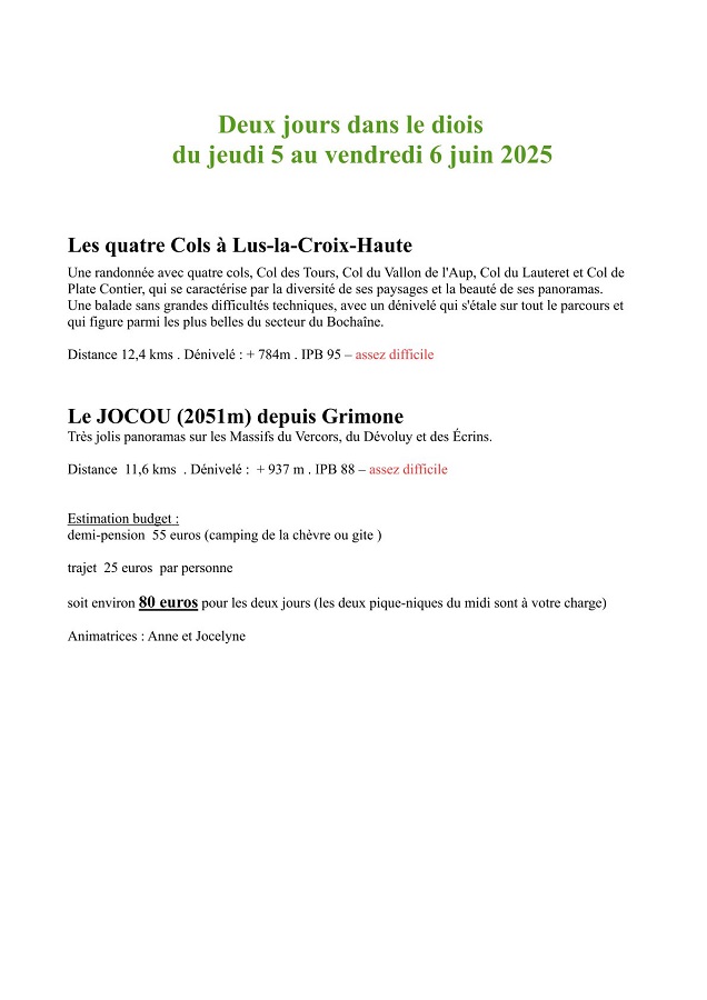 deuxjours diois adherents